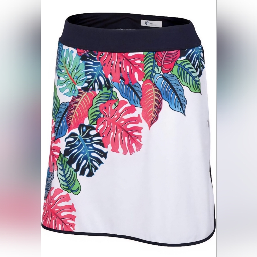 Greg Norman Tropical Leaf Print Golf Skirt